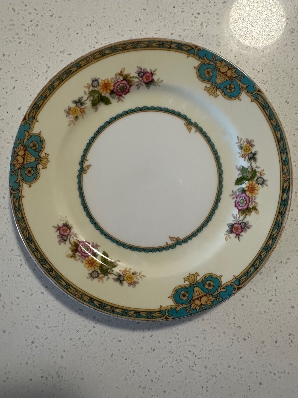 Vintage Meito China, Madrid Accent Plate in Cream and Teal